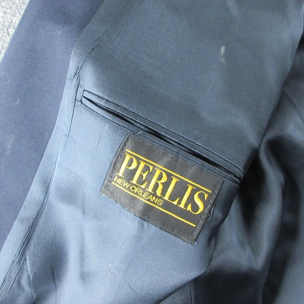 Perlis Suit Mens 48XL Blue Blazer Sport Coat 42x34 Pants 2 Button Career